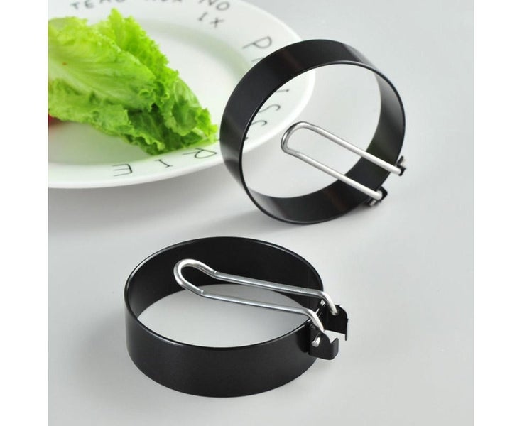 2 Pack Stainless Steel Nonstick Egg Rings Pancake Mold Cooking - Black Carousel 2