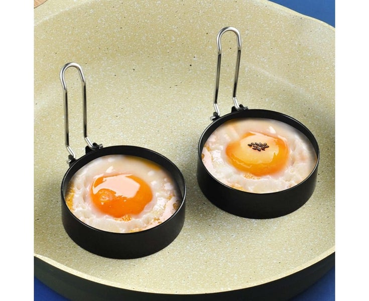 2 Pack Stainless Steel Nonstick Egg Rings Pancake Mold Cooking - Black Carousel 5