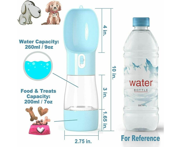 2 in1 Puppy Dog Cat Pet Water Bottle Blue Carousel 1