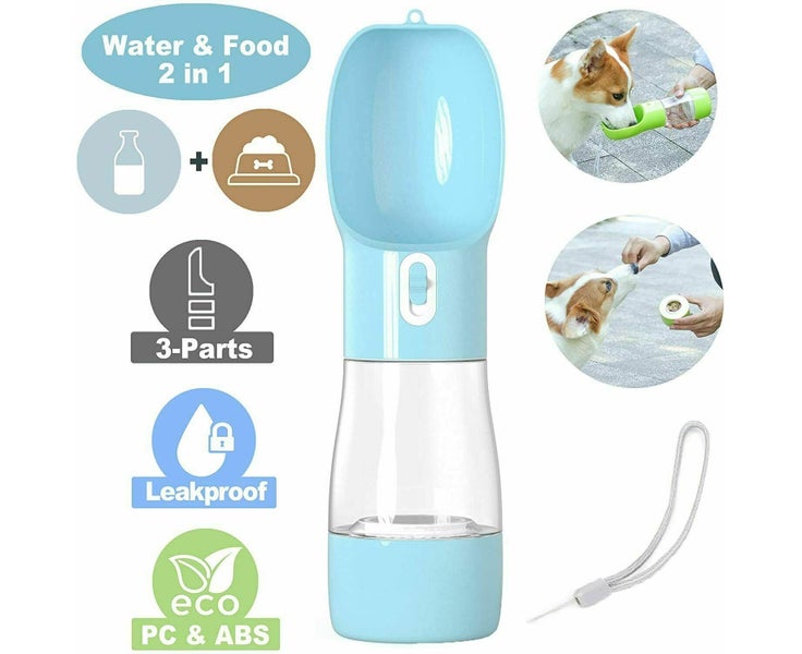 2 in1 Puppy Dog Cat Pet Water Bottle Blue Carousel 3
