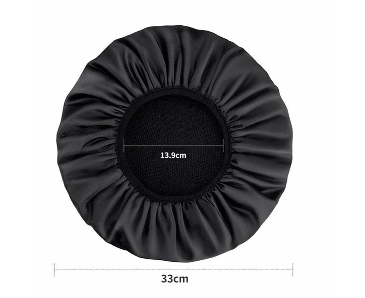 1PC Shower Cap Terry Cloth Lined EVA Exterior Reusable Triple Layer Black Carousel 1