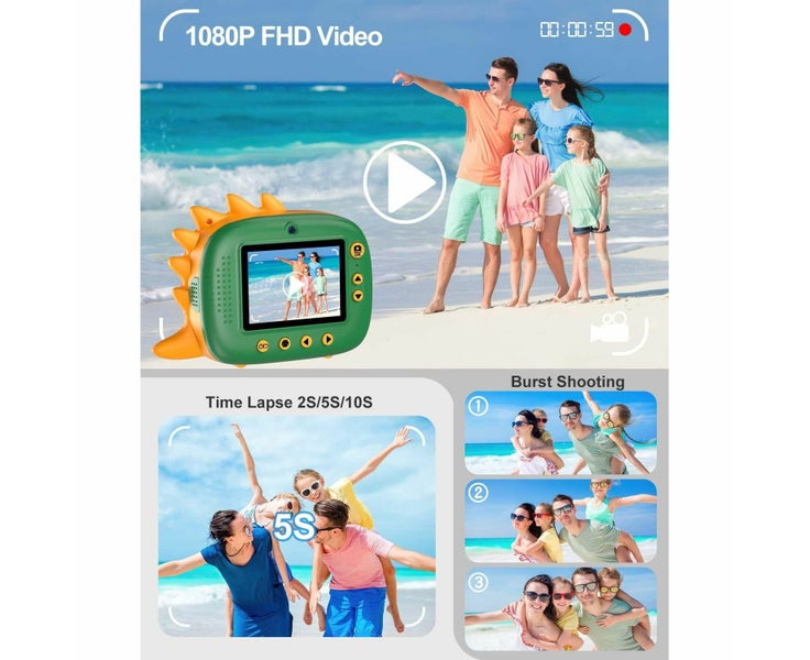 2.4K Green Kids Instant Print Camera with 32GB Card and Print Paper Fun DIY G Carousel 2