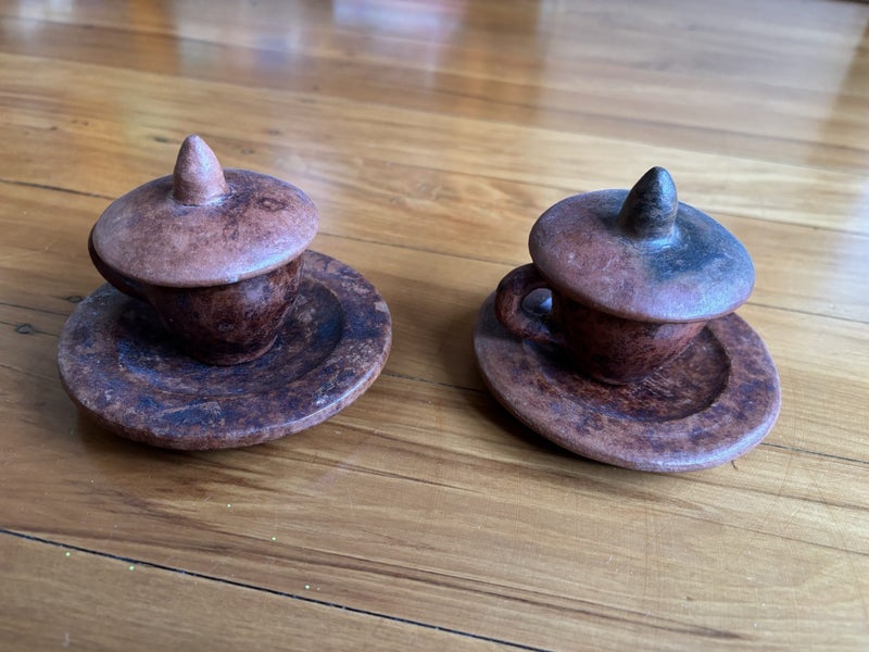 Two tiny tea cups with lids Carousel 2