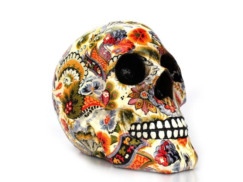 New Creative Skull Resin Statues Color Flower Desk Decor Toy Birthday Gift Carousel 1