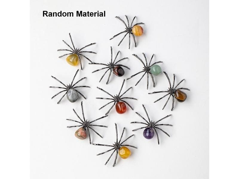 1PC Natural Crystal Metal Spider Tumble Stone Crystal Spider DIY Jewelry Carousel 1