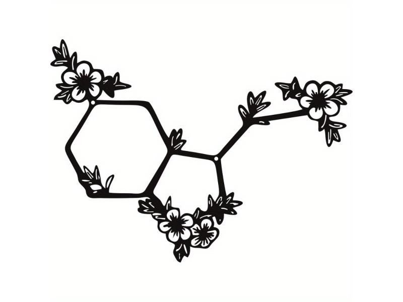 Flowers Metal Wall Art Serotonin Molecule Decor Black Art Metal Chemical Symbol Carousel 1