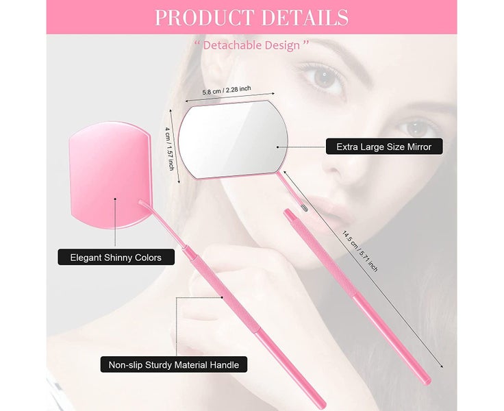 2 Pieces Lash Mirror, Mirror for Eyelash, Large Square Mirror Stainless Steel Carousel 2