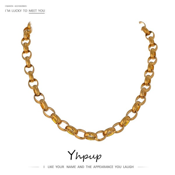 Yhpup Stainless Steel Chain Necklace Statement Texture Metal Gold Carousel 2