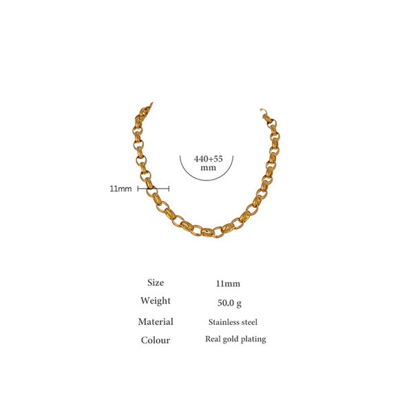 Yhpup Stainless Steel Chain Necklace Statement Texture Metal Gold Carousel 7