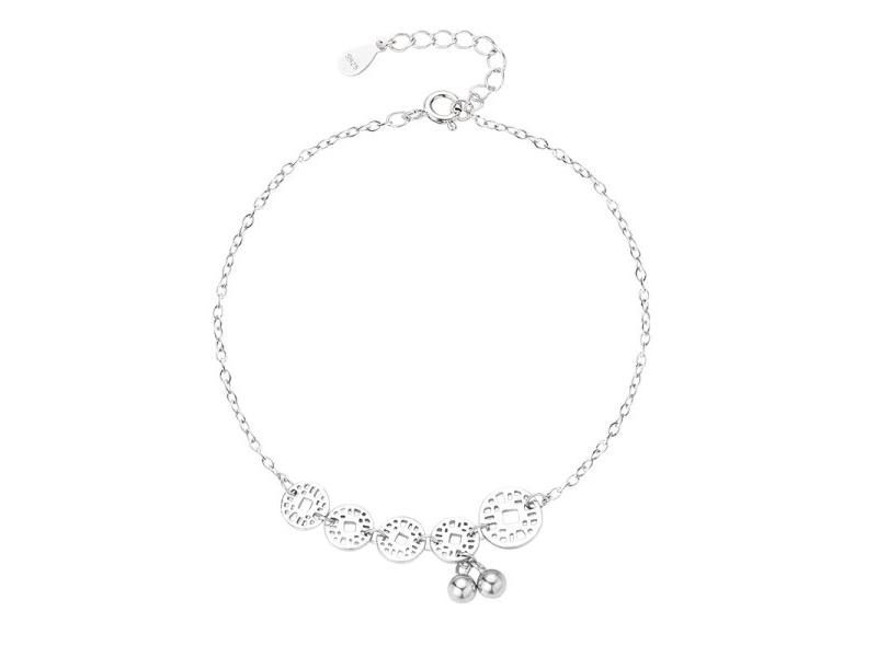 FOXANRY Silver Anklet Couples Accessories Hollow Geometric Bells Pendant Party Carousel 1