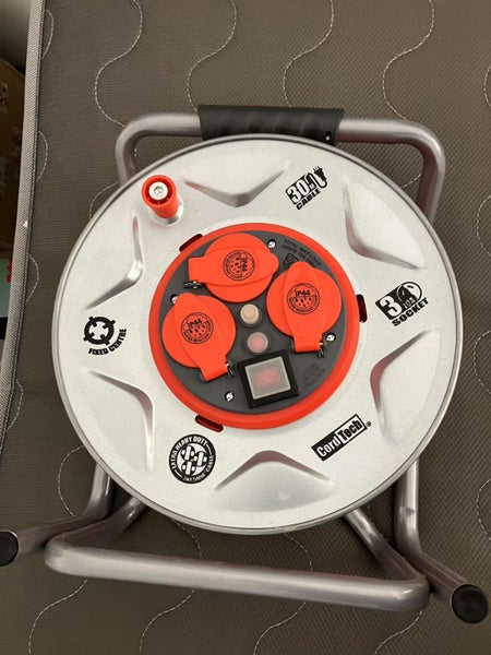 1$RES RRP185 NEW 30m 3 Socket Extra Heavy Duty Steel Cable Reel CordTech Carousel 1