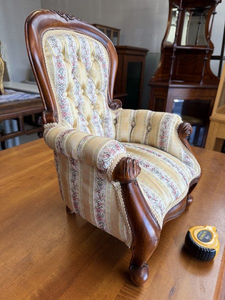 A 20th Century Solid Mahogany Frame Miniature Apprentice Button Back Arm Chair Carousel 2