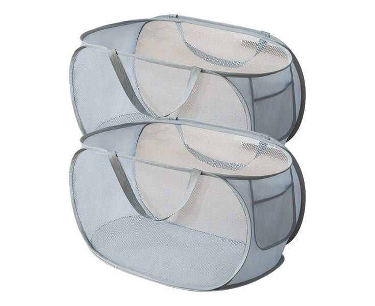 2-Pack Mesh Laundry Hampers Large Foldable with Handles Lightweight Space-Sav Carousel 1