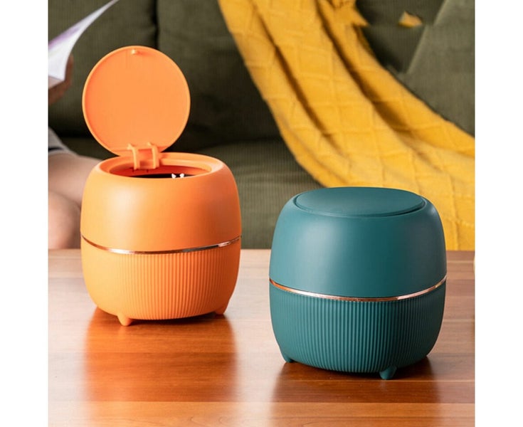 2PCS Desktop Mini Trash Can Kitchen Office Small Desk Organizer Garbage Bin W Carousel 1