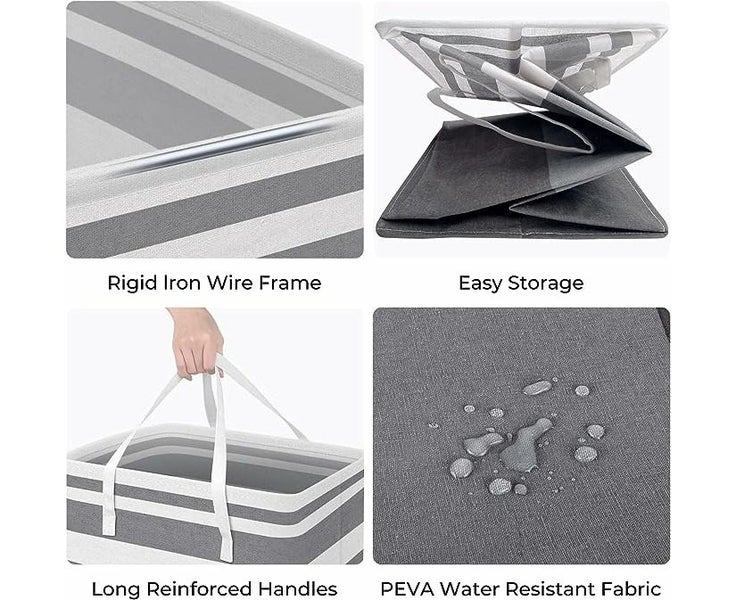 2-Pack Large Laundry Basket - 75L Waterproof, Freestanding, Collapsible Tall Carousel 2