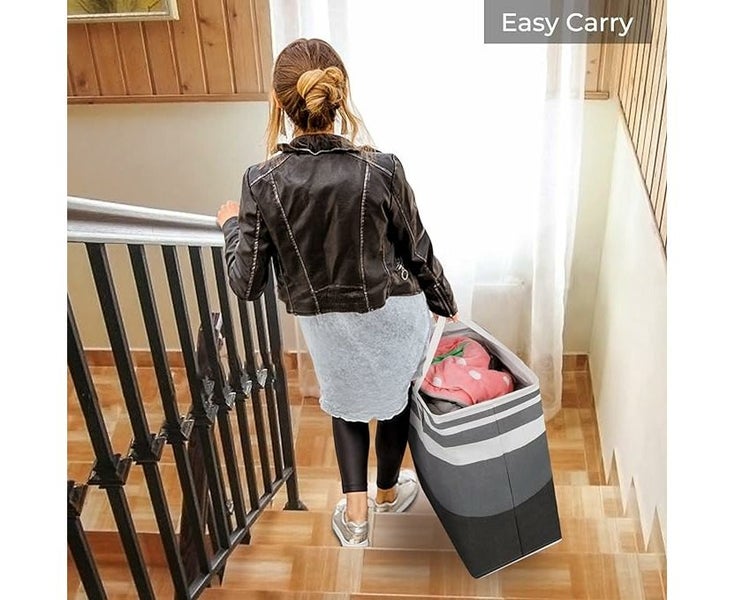 2-Pack Large Laundry Basket - 75L Waterproof, Freestanding, Collapsible Tall Carousel 6