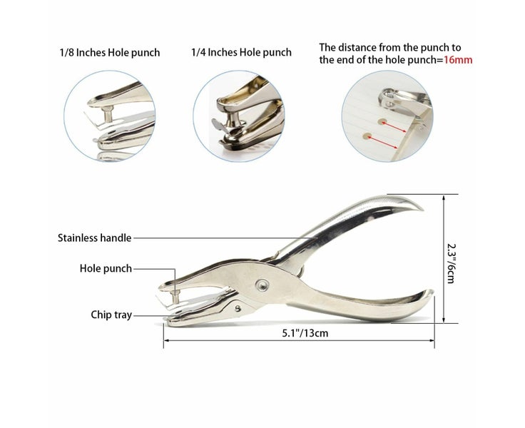 2Pcs 1/4 and 1/8 inches Small Single Hole Punch 2 Pack Handheld Circle Shaped Carousel 2