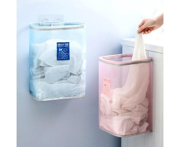 2-Pack Wall Mounted Laundry Basket With Foldable Carousel 1
