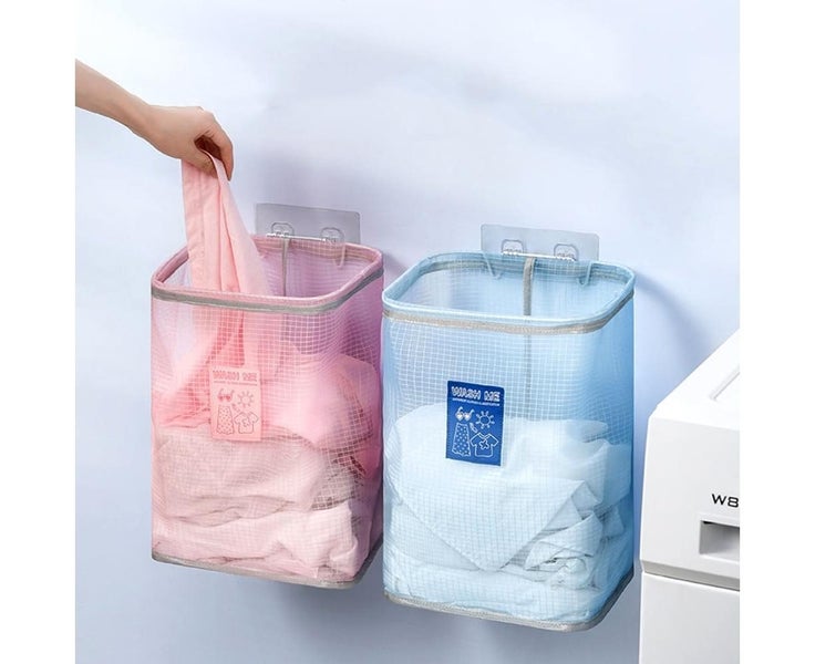 2-Pack Wall Mounted Laundry Basket With Foldable Carousel 2