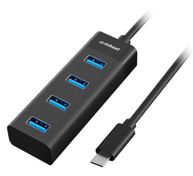 mbeat USB-C to 4-Port 3.0 Hub - Black USB 3.0 transfer speeds up to 5Gbps Mat... Carousel 1