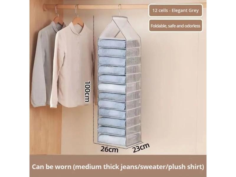 1pc Wardrobe Hanging Storage Bag Cabinet Organizer For Pants Socks T-Shirt Carousel 1