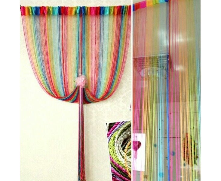 2PCS String Door Curtain Fly Screen Window Panel Tassel Fringe Beads Drape Di Carousel 2