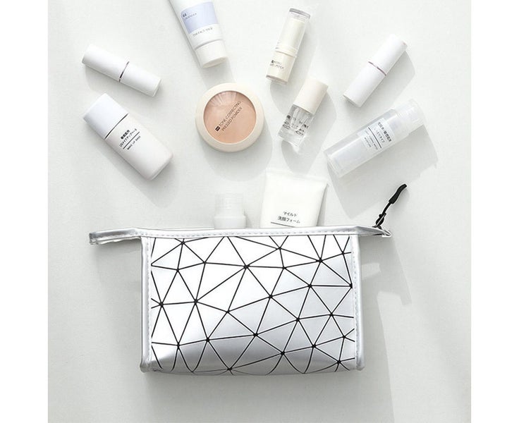 2pcs PU cosmetic bag waterproof travel storage bag-Silver Carousel 2