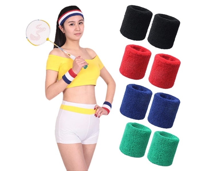 2Pcs Wristbands Absorb Sweat Towel Wrist Protector for Badminton Tennis Sport Carousel 2