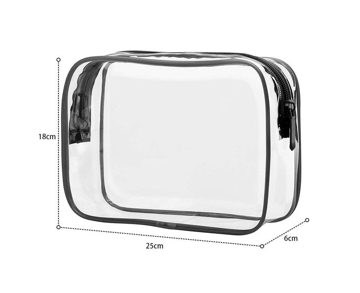 3 Pack Clear Toiletry Bag Quart Size Bag Travel Makeup Cosmetic Bag-Black Carousel 2