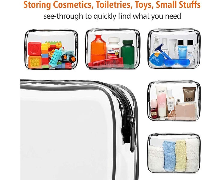 3 Pack Clear Toiletry Bag Quart Size Bag Travel Makeup Cosmetic Bag-Black Carousel 6