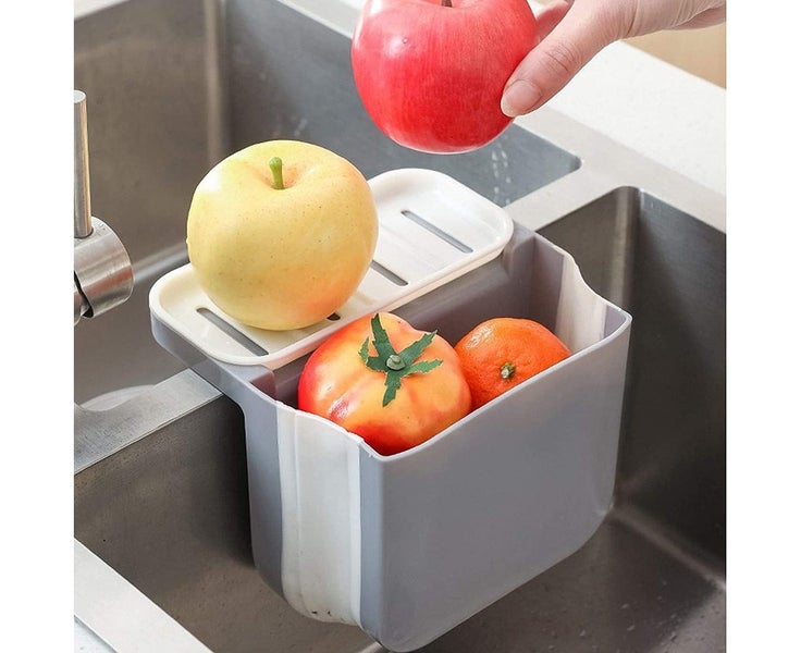 2Pcs Kitchen Sink Telescopic Drain Basket Suction Cup Foldable Shelf-Gray Carousel 1