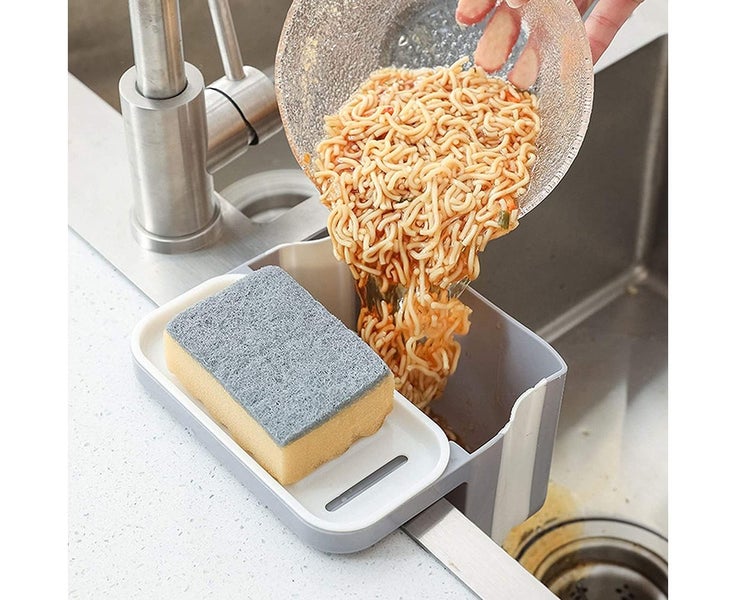 2Pcs Kitchen Sink Telescopic Drain Basket Suction Cup Foldable Shelf-Gray Carousel 2