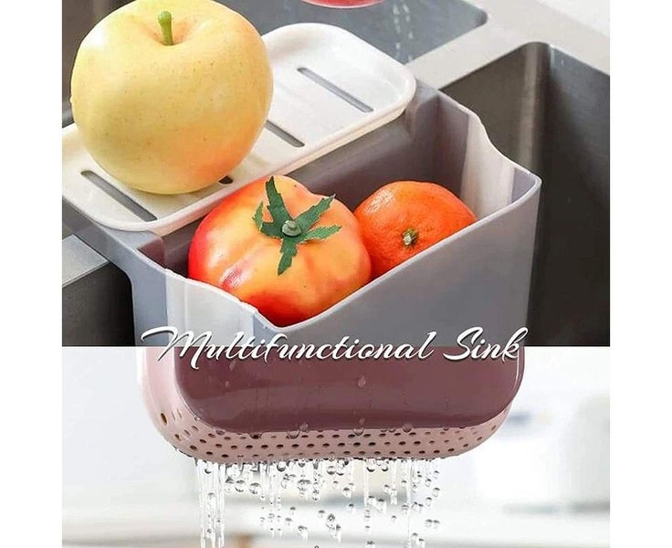 2Pcs Kitchen Sink Telescopic Drain Basket Suction Cup Foldable Shelf-Gray Carousel 5