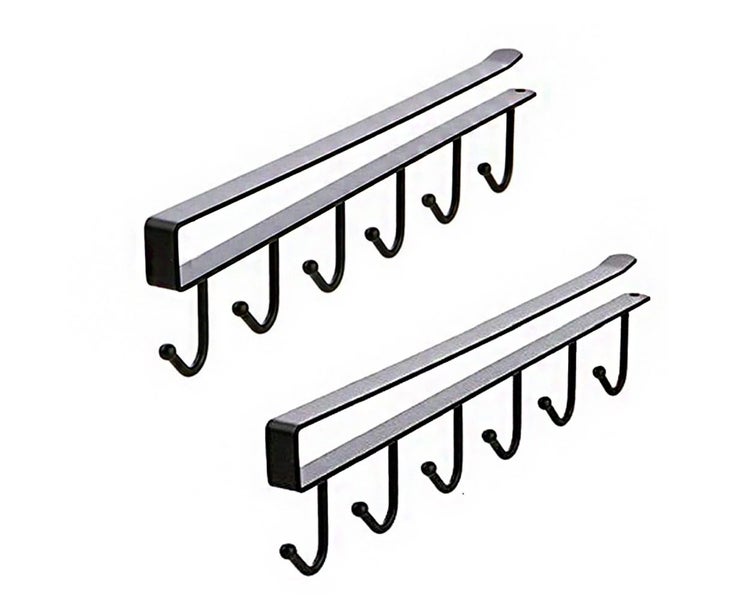 2pcs under cabinet closet mug hooks without drilling-black Carousel 1