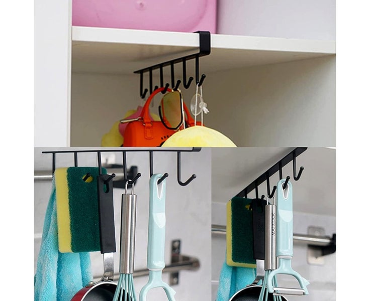 2pcs under cabinet closet mug hooks without drilling-black Carousel 2
