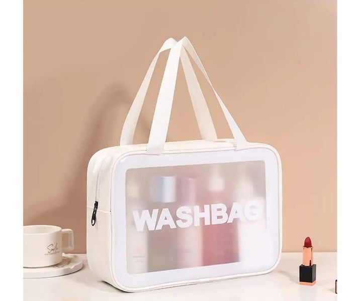 2Pcs PVC Cosmetic Bag Waterproof Makeup Travel Toiletry Bags White Carousel 2