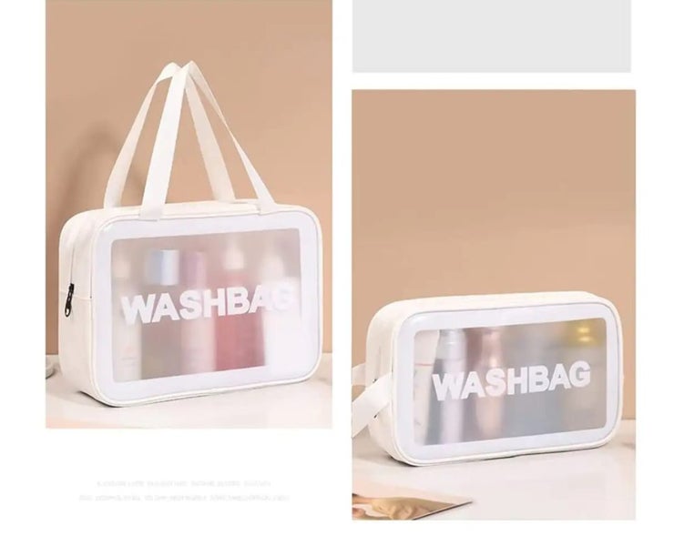 2Pcs PVC Cosmetic Bag Waterproof Makeup Travel Toiletry Bags White Carousel 4