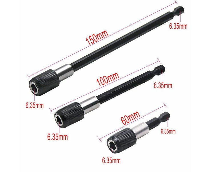 3Pcs Extension Rod Impact Driver Tools Socket Adapter Drill BIts Set Hex Shan Carousel 1