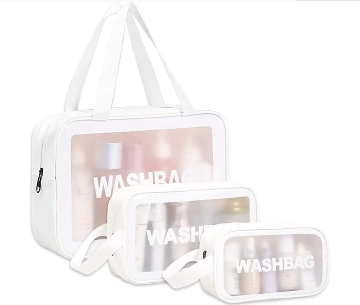 3Pcs PVC Cosmetic Holder Bag Makeup Storager Travel Toiletry Wash Bags Set Wh Carousel 1