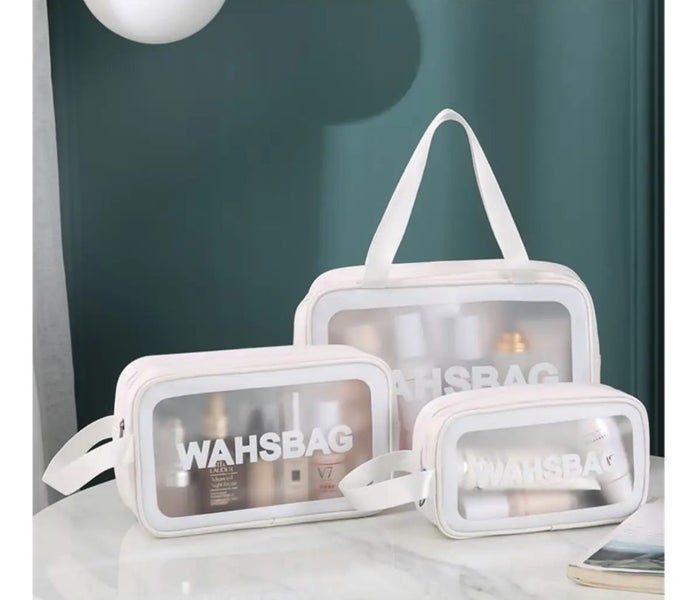 3Pcs PVC Cosmetic Holder Bag Makeup Storager Travel Toiletry Wash Bags Set Wh Carousel 6