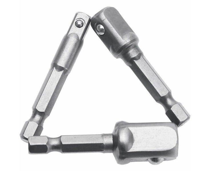 3Pcs Socket Adapter Drill BIts Set 1/4" 3/8" 1/2" Hex Shank Impact Driver Too Carousel 1