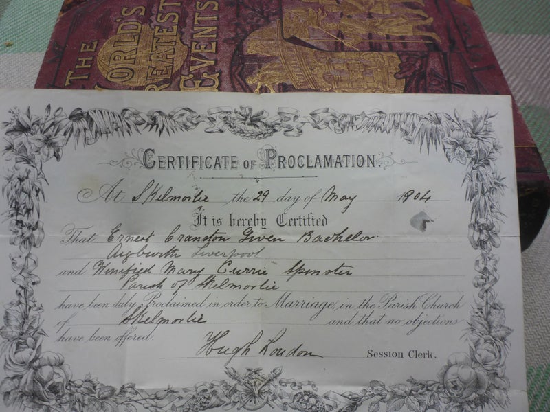 Stunning Old Antique 1904 Marriage Certificate Of Proclamation Carousel 2