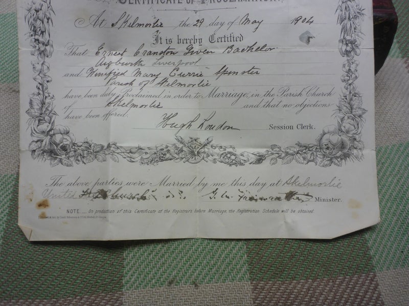 Stunning Old Antique 1904 Marriage Certificate Of Proclamation Carousel 3
