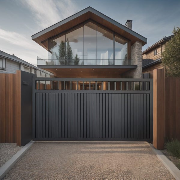 Customisable Aluminium Driveway Gate (Window Top Solid Pattern) Carousel 2