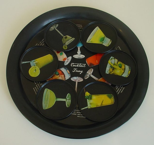 Cocktail Tray Classic Mid Century Style Carousel 1