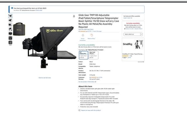 Teleprompter - Glide Gear TMP100 Adjustable62947153058945112