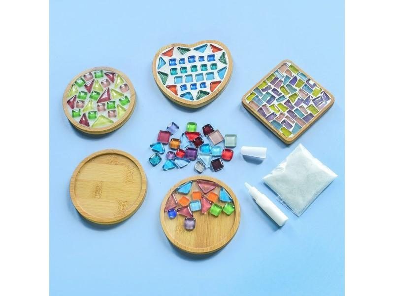 DIY Mosaic Coaster Handmade From Bamboo Wood For Christmas Gift Carousel 1