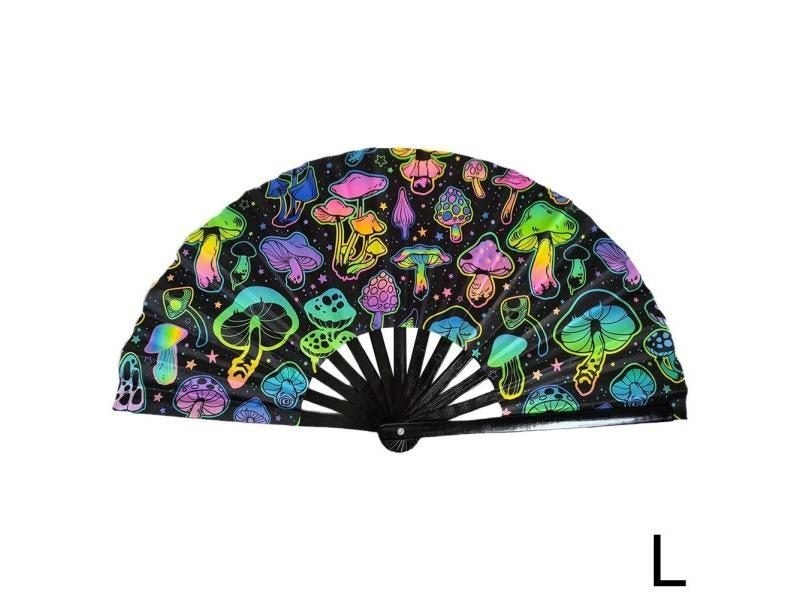 Foldable Handheld Rave Fan Chinease/Japanese Style Gradient Colorful Reflective Carousel 1