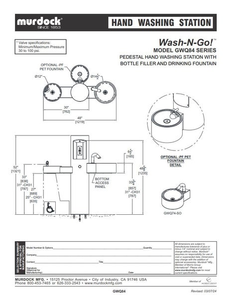 Drinking Water Fountain, Bottle Refill Station & Hand Wash Basin, Pedestal Style Carousel 3