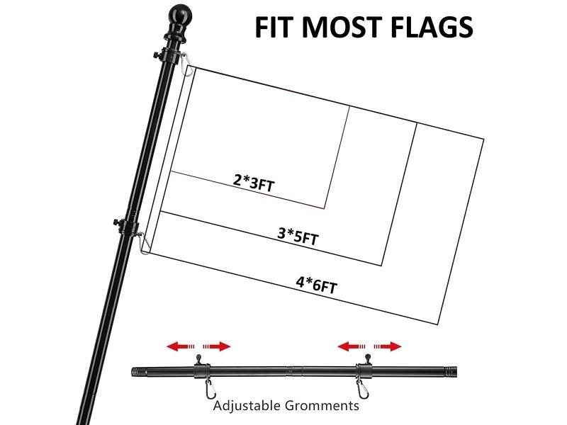 1.8M Telescopic Flag Pole Ring Stainless Steel Wall Mount Flag Pole Bracket Carousel 1